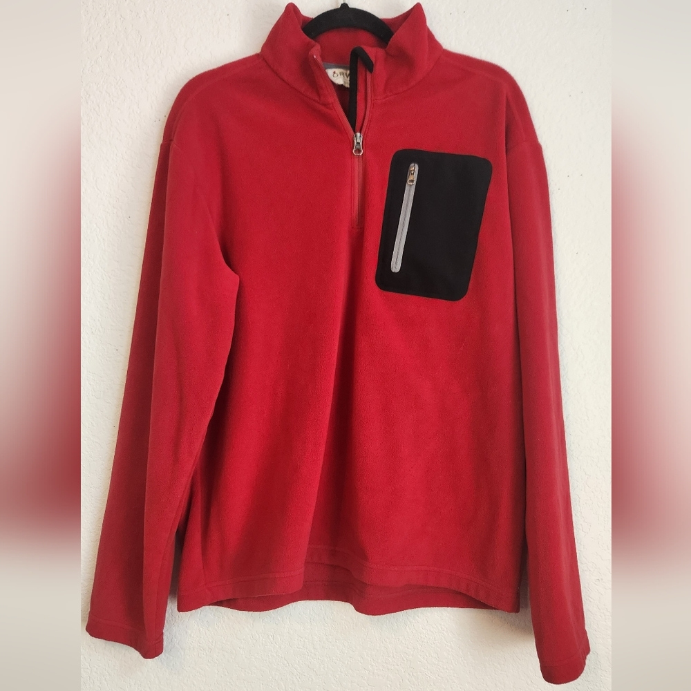 Orvis Red and Black 1/4 Zip Pullover, Size L